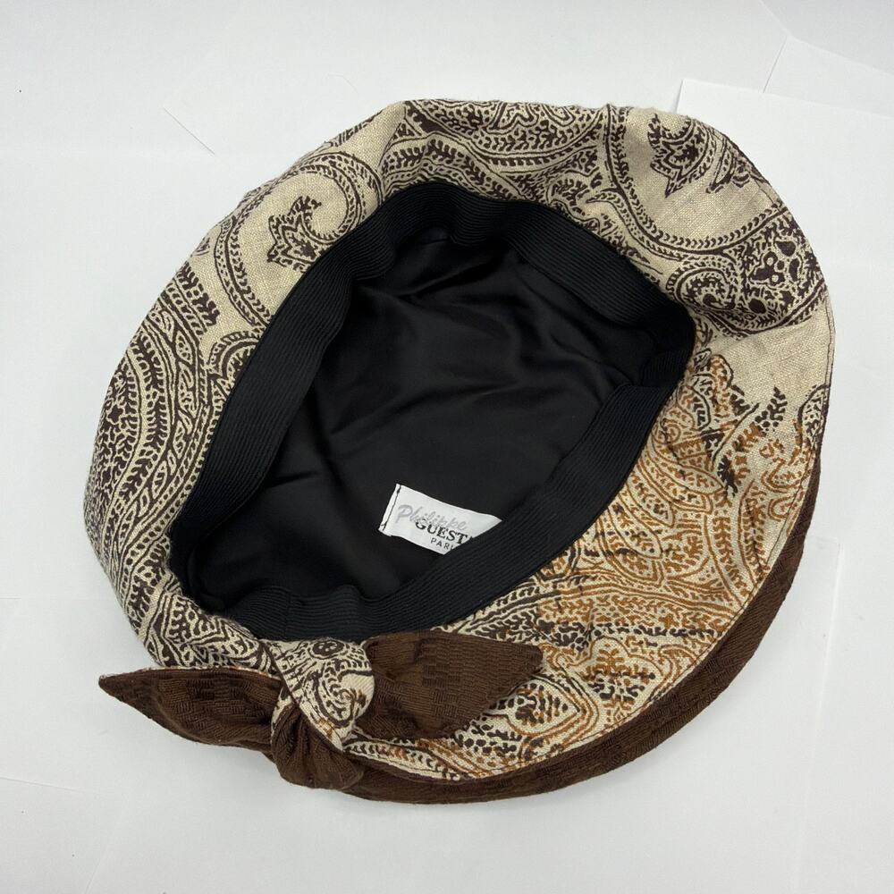 Philippe Guestault Paris Brown Woven Checkerboard Newsboy Baker Boy Cap - Picture 6 of 8